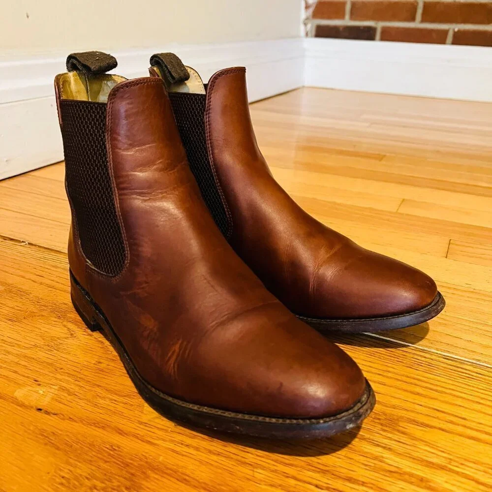 Loake 290T Chelsea Polished Brown Leather Boots Mens US 7 Handmade in England